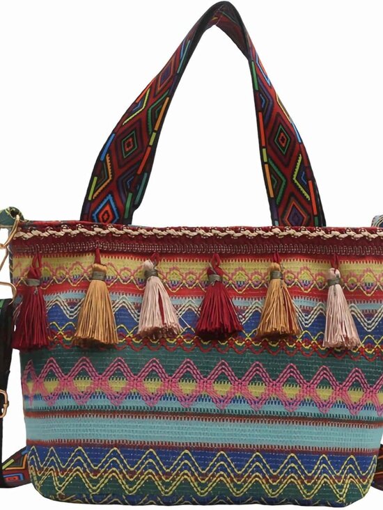 Handbags - boho western crossbody bags for women, boho hippie handbag tote bag, fringe colo